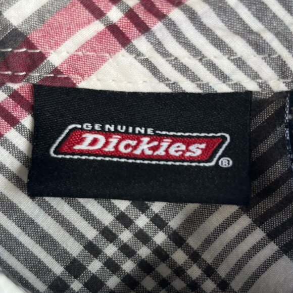 Dickies Plaid Long Sleeve Shirt Boys Large Gray Button Front - Picture 6 of 7